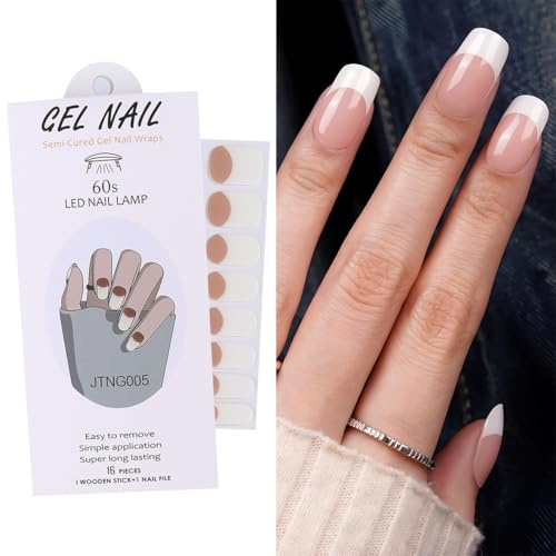 lulir Nagelfolie UV Härtend(16 Stück)-Gel Nail Stickers Easy On-UV Gel Strips -gel Nagelfolien, Fingernägel zum Aufkleben-Nagelsticker - Nagellackstreifen -Nagelaufkleber (Aprikosenpulve)