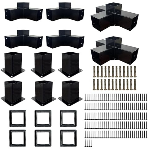 Beneouya Pergola-Set mit 3-Wege-Halterungen und 4-Wege-Halterungen