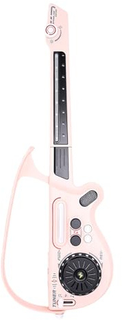 Fockety Electric Guitar, Foldable Stringless Smart Guitar Toy with DJ Turntable LED Lights, Kids Music Beginner Kit, Christmas Thanksgiving for Children Above 3 (Pink)