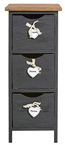 Rebecca Mobili Commode Montee, Chiffonnier Gris, 3 Tiroirs, Style Shabby, pour Chambre Salle de Bain, Bois de Paulownia – Dimensions: 56 x 25 x 25 cm (HxLxL) - Art. RE4559