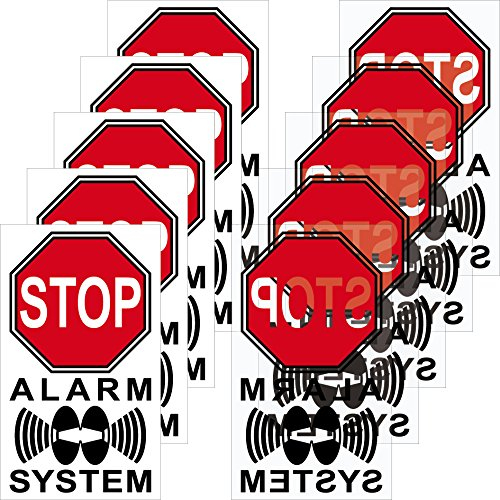 GreenIT Stop Alarm System Aufkleber Sticker 4cm Warnung Hinweis gesichert gespiegelt für Innenseite Fenster Scheibe (5)