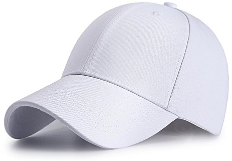 HGDGears Plain Baseball Cap Snapback for Men - Classic 6 Panel Adjustable Sport Casual Sun Visor Hat (White)