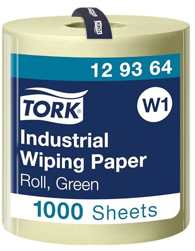 Tork 129364 Industrie Papierwischtücher für W1 Bodenständer- und Wandhalter-System / 3-lagige Putzrolle in Grün / Advanced Qualität / 1 x 340 m