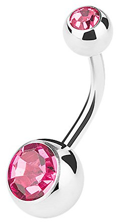 Piercingfaktor Bauchnabelpiercing Banane Piercing Bauch Stecker Gebogen mit Doppel Multi Kristall Kugel