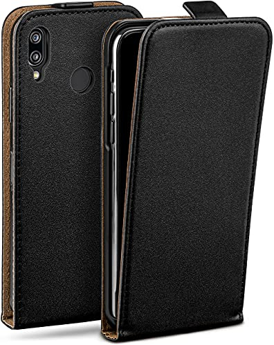 moex Flip Case für Huawei P20 Lite Hülle klappbar mit 360 Grad Schutz, Handyhülle mit Displayschutz, PU Leder Handytasche Lederhülle, Flip Case Cover Klapphülle, Schwarz