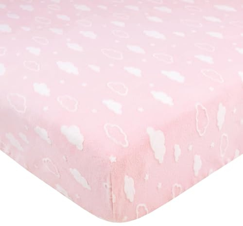American Baby Company Heavenly Soft Chenille Spannbettlaken für Kinderbett und Kleinkindmatratzen, Rosa 3D Wolke, für Mädchen, 1 Stück