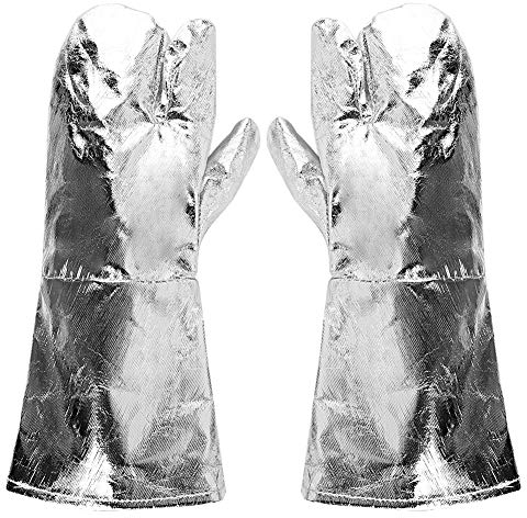 Sonew Arbeitsschutzhandschuh, 500 Hitzebeständige, Anti Hochtemperatur, Wärmeisolierende Aluminiumfolie Schutzhandschuhe