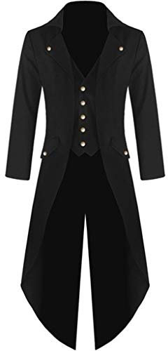 Manteau Steampunk Homme Long Vintage Gothique Trench Coat Manche Longues Retro Pas Cher A La Mode Veste Coupe Vent
