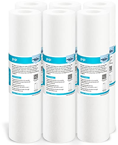 Membrane Solutions 10 Sediment Wasserfilter, Sedimentfilter für Umkehrosmose, Wasserspeiseleitung & Partikelfiltration, passend für Standard 10 Filtergehäuse - 5 Micron, 6 Stück