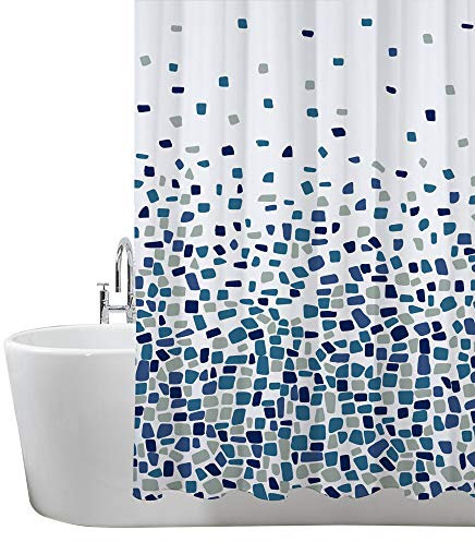 ANSIO Rideau de Douche Anti-moisissure Bleu mosaïque 180 x 200 cm