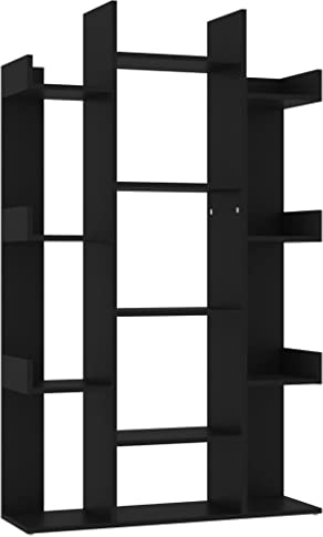vidaXL Bücherregal 13 Fächer Standregal Aktenregal Wandregal Regal Büroregal Dekoregal Aufbewahrung Raumteiler Schwarz 86x25,5x140cm Holzwerkstoff