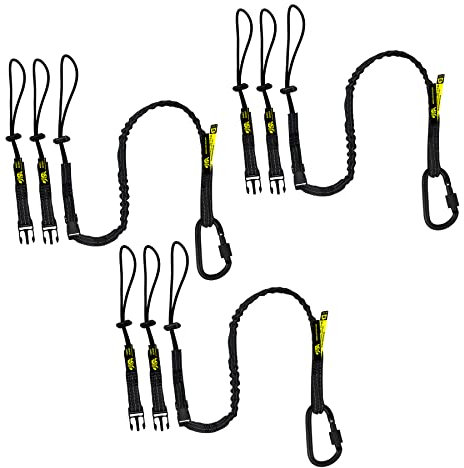 BearTOOLS Interchangeable Tool Safety Lanyard Detachable Buckle Multi Accessory Connection Protection Kit (Black 3PK + 9 Loop Ends)
