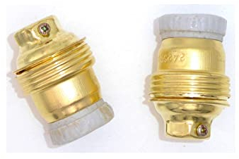 prometeo electronics Kit 2 portalampade Vintage E14 ottone e porcellana per Bassa Tensione