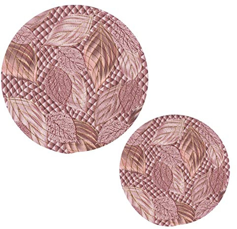 Kcldeci Lot de 2 dessous de plat tressés à motif de feuilles or rose pour dessous de plat, dessous de plat, dessous de verre, dessous de verre pour table de comptoir, protection de table