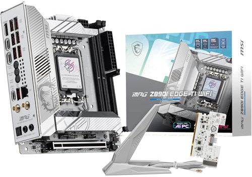 MSI MPG Z890I EDGE TI WIFI Motherboard, Mini-ITX - Supports Intel Core Ultra Processors (Series 2), LGA 1851 - 110A SPS VRM, DDR5 Memory Boost (8600+ MT/s OC), PCIe 5.0 x16, M.2 Gen5, Wi-Fi 7, 5G LAN