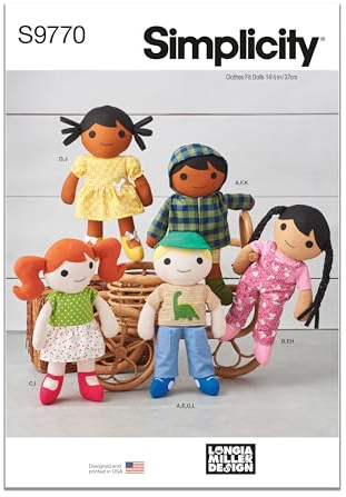 SIMPLICITY SS9770OS 14 1/2 Cloth Dolls and Clothes by Longia Miller OS (ONE Size)