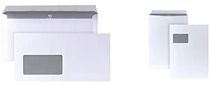 POSTHORN Briefumschlag DIN lang (1000 Stück), 110 x 220 mm, 80g/m² & Versandtasche C4 (250 Stück), haftklebende Versandtaschen mit Fenster, weiße Versandtaschen, 324 x 229 mm, 90g/m²