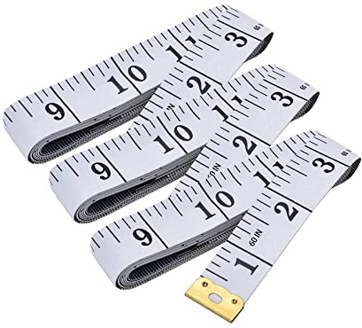 Maßband Körper, 150cm Schneidermaßband Rollmaßband Maßbänder Flexibles Massband für Körper Brust Taille Umfang Messen Stoff Schneider und Nähen, Weiß 3 Stück