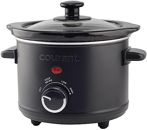 Courant Mini pentola a cottura lenta, con opzioni facili da 1,6 quarti, lavabile in lavastoviglie, nero inossidabile