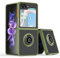 ZCDAYE Case for Samsung Galaxy Z Flip 5 with Magnetic Ring Holder Kickstand, 360° Rotating Stand Translucent Frosted Matte TPU Bumper Protective Phone Cover for Samsung Z Flip 5(2023) - Green