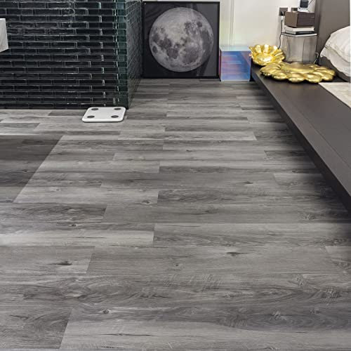 FLOREXP Vinyl Flooring - Lino Flooring,Peel and Stick Floor Tiles Self Adhesive Vinyl Flooring,2.0mm 7 Planks Enviornmentally Friendly,for Lobby Office Floor Planks (1m²,Grey)