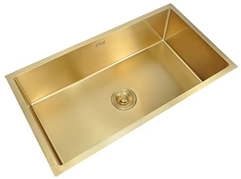 Fregadero De Cocina De Acero Inoxidable Fregadero De Cocina De Montaje Inferior Fregadero De Acero Inoxidable Nano 304 Dorado Fregadero De Cocina Debajo del Lavabo (Color : Gold, S : 60 * 40 * 21cm)