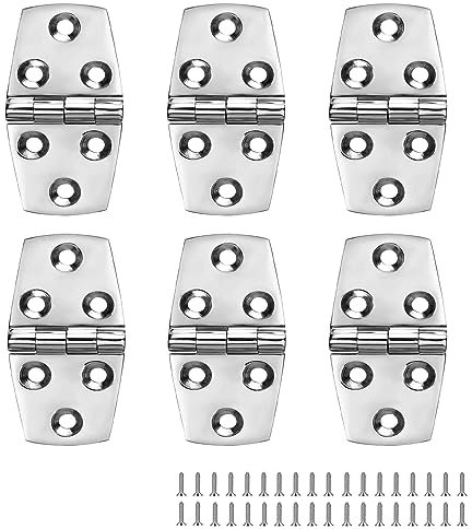 Boat Hatch Hinges, Marine Hinges Stainless Steel, 3 inch x 1.5 inch (76 x 38mm), No Noise, Heavy Duty 316 Stainless Steel with Screws (6 PCS)