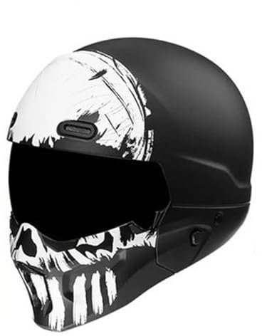 Retrò Moto Caschi Integrali, Vintage Casco Moto Con Visiera Nera, Uomo Donna Caschi Modulari, ECE DOT Omologato, Caschi Da Motocross Per ATV UTV ( Color : D , Size : XL=61-62cm )