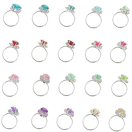 Toyvian 20st Nachahmungsdiamantring Für Kinder Kinderspielzeug Spielzeuge Simulierter Diamantring Kinderschmuck Mädchen Klingeln Spielzeug Fingerring Für Kinder Legierung Geschenk Verpackt