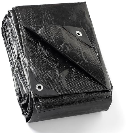 GUARD SHIELD Bâche avec œillets - Imperméable - 5 m x 6 m - Noir - Multifonction - En polyester - 120 g/m² - Bâche de protection - Bâche de protection - Bâche multi-usages - Indéchirable - Stabilisée