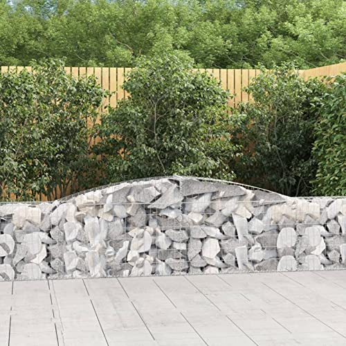 Chaduof Gabione mit Hochbogen, Gabionenkörbe, Gabionen Hochbeet, Steinkorb, Gabionengitter, Drahtkorb Für Pflanzen, Kräuterspirale Für Garten, 400x30x60/80 cm Verzinktes Eisen
