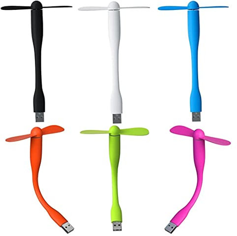 Ventiladores de 6 paquetes de mini USB, ventilador portátil, ventilador de enfriamiento de cuello flexible, ventilador de viajes tranquilo, ventilador de bolsillo portátil personal, banco de energía/