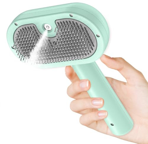 BIRDTOBR Steamy Katzenbürste, 3 in 1 Katzenbürste Mit Dampf, Multifunktionale Katzenspray-Massagekamm, Steamy Cat Brush Beseitigen Sie Fliegende Haare mit Einem Knopf für Katze und Hund-Blau