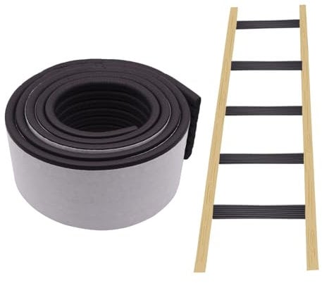 ANMOO 2m Bunk Bed Ladder Pads Soft Ladder Cover with Strong Adhesive Bunk Ladder Cover 80mm Wide Replacement Bed Ladder Protection for Stair Steps Foot Comfort Corner - Black