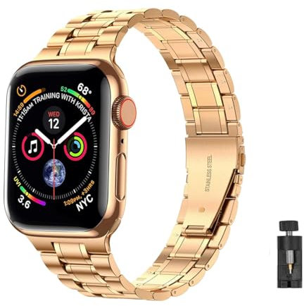YDxingY Correa de Metal Compatible con Apple Watch 42mm 44mm 45mm 49mm Correas Metálicas de Acero Inoxidable,Correa ajustable de liberación rápida,para iWatch Serie 9 8 7 SE/SE2 6 5 4 3 2 1,Oro rosa