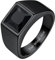 Bestyle Herren Ring Edelstahl mit Schwarzem Stein Bandring Schwarzer Onyx Biker Ring mit Gravur, 8 * 8mm Achat Pinky Daumen Ring für Papa Vater Personalisierter Schmuck Geschenk, Größe 65, Schwarz