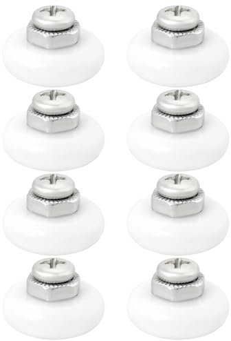 EMSea 8pcs Oval Edge Shower Door Rollers Sliding Wheels Sliding Pulleys with Screws 19mm Diameter 6mm Thickness 3/4 x 1/4 inch for Shower Room Glass Door Drawer