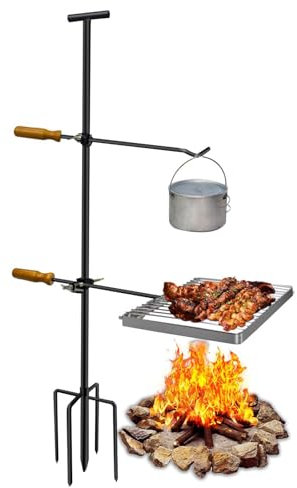 Griglia Per Barbecue Rimovibile, Attrezzatura Per Cucinare Su Fuoco In Acciaio Inossidabile Con Base a 5 Punte Aggiornata E Griglia Girevole 360°,esperienza Barbecueigienica E Sicura,perbarbecue