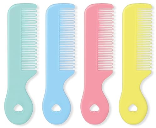 Giantree 4Pcs Cute Small Round Hairbrushes, Baby Hair Brush, Baby Hair Comb, Toddler Combs for Newborns, Comb Set Newborn Cradle Cap Grooming Kit for Infant, Toddler, Kids