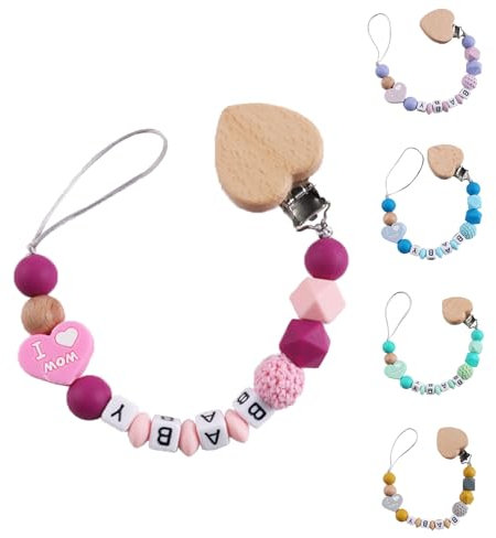 Personalisierte Baby Schnuller Clip mit benutzerdefiniertem Namen - Verstellbarer Silikon Schnullerhalter für Jungen & Mädchen - Einzigartiges Geschenk für Neugeborene