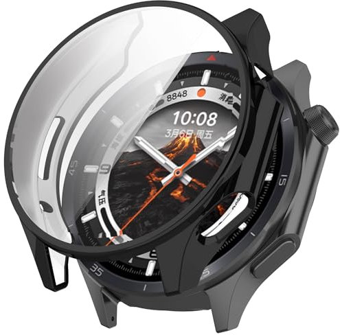 FTRONGRT Funda Compatible con OnePlus Watch 3 / OPPO Watch X2, Galvanizado TPU Suave, Todo Incluido, Anti-Rasguños Mirar Estuche Protector. Negro
