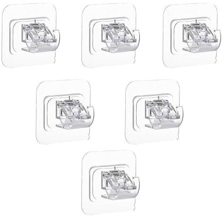 6 PCS Self Adhesive Curtain Track Hooks, Stick on Curtain Rail, For Home Kitchen Bathroom Hotel(Transparent)