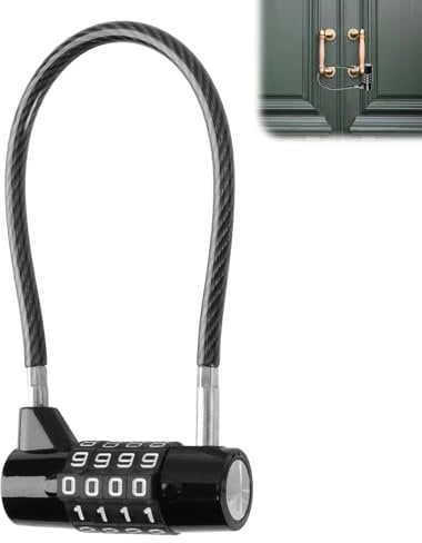 teasteam 4-Digit Cable Combination Lock [Upgraded] with 7 inch(175 mm) Bold Steel Cable Long Padlock Waterproof for Lockers File Cabinets Wardrobes Small Fences Small Sheds Pet Bike Gun Case Door Lock