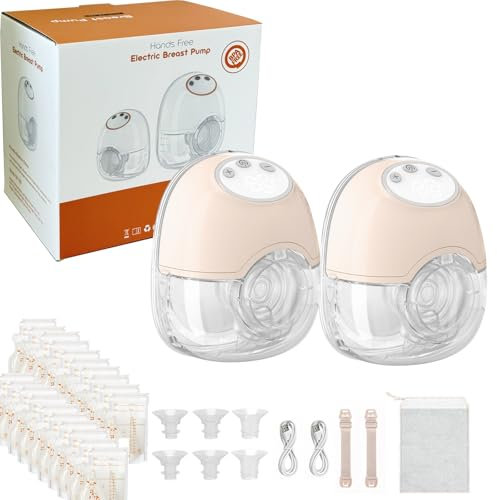 TOPCHANCES Sacaleches Eléctrico Manos Libres,Extractor De Leche Materna Portátil con 4 Modos y 12 Niveles Extractor de Leche Materna de 180ml Menos,Bajo Ruido,Libre BPA,Brida Doble Sellado(2,Rosa)