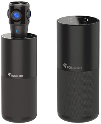 TOUCAN 360-Videokonferenzsystem + Lautsprecher – Professionelle Plug & Play USB-Webcam & Lautsprecher mit 360°-Kamera, Mikrofon, KI-Sprachverfolgung & klarem Audio für Zuhause, Büro oder Reisen