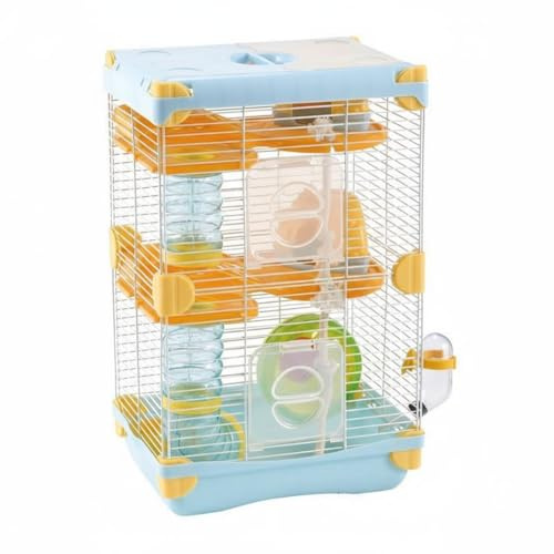 predolo Hamsterkäfig mit Zubehör mehrstöckig Hamsterkäfig Gute Belüftung Zwerghamsterkäfig für Anfänger, Blau, 2-Lagig 617H