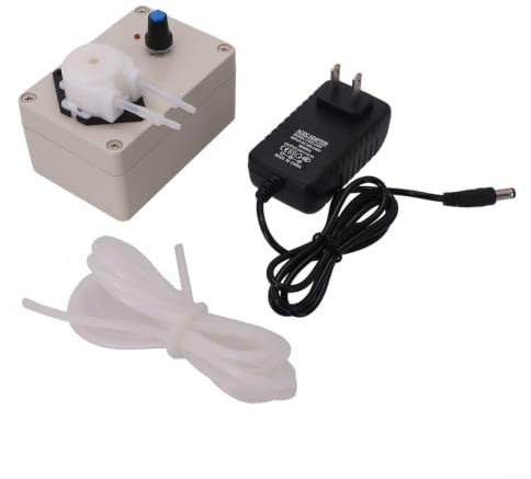 NbgrvB Peristaltic Dosing Pump 12V DC 4W Adjustable Flow 5-120mL/min for Aquarium Lab Hydroponics Liquid Transfer Easy Clean Plastic Rubber