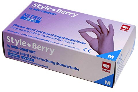 Med-Comfort Style Einmal Nitril Untersuchungshandschuhe Berry 01184, Gr. M 100 Stück/Box