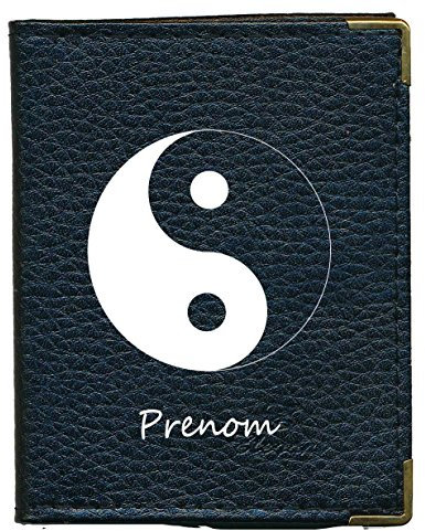 Pochette Etui Porte Cartes bancaire, Credit, fidélité, Noir - pour 24 Cartes Ying Yang personnalise avec prenom