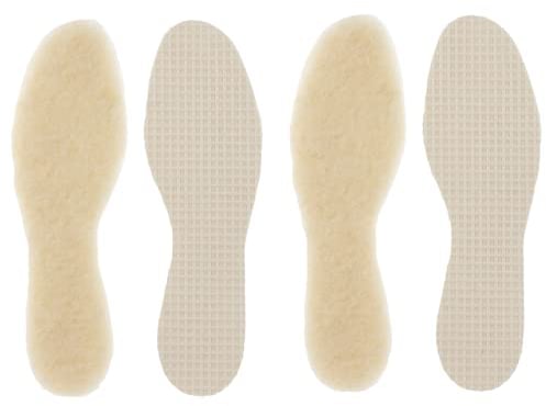 Green Feet 2 Paar dicke Lammwoll Einlegesohlen, warme Wollsohlen, mit gratis 5h Wärmebooster, echte Lammwolle für Damen und Herren in Größe 43